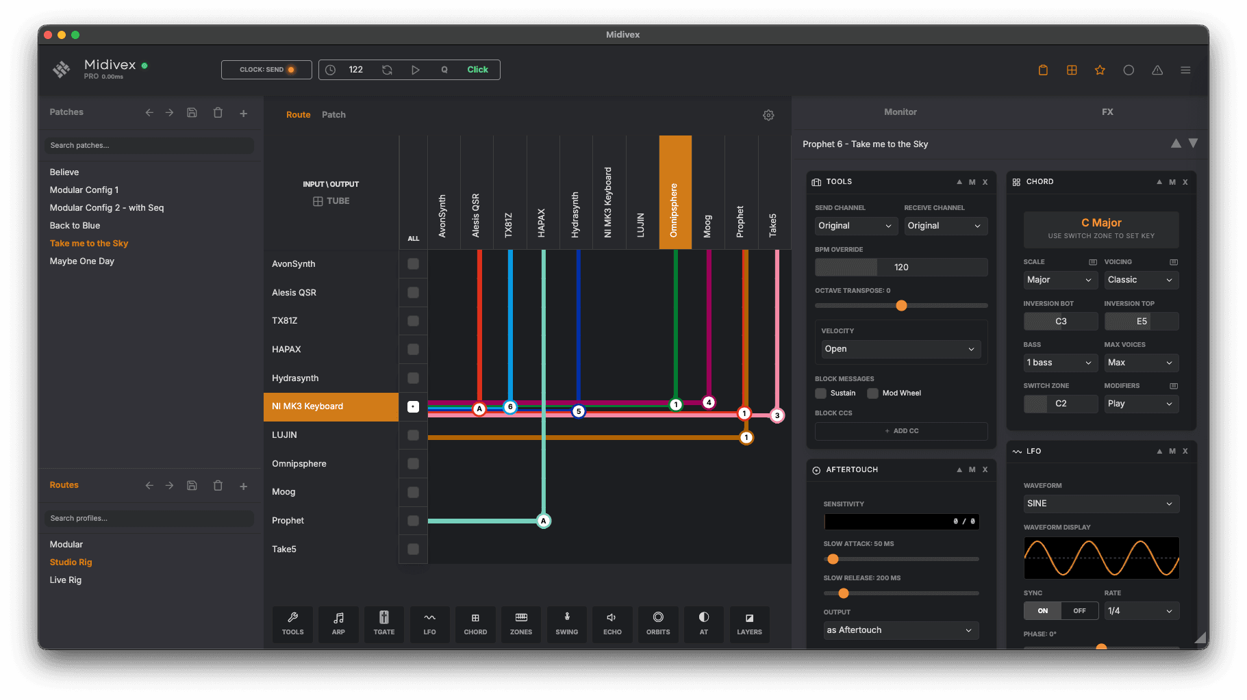 Midivex multi-column FX panel